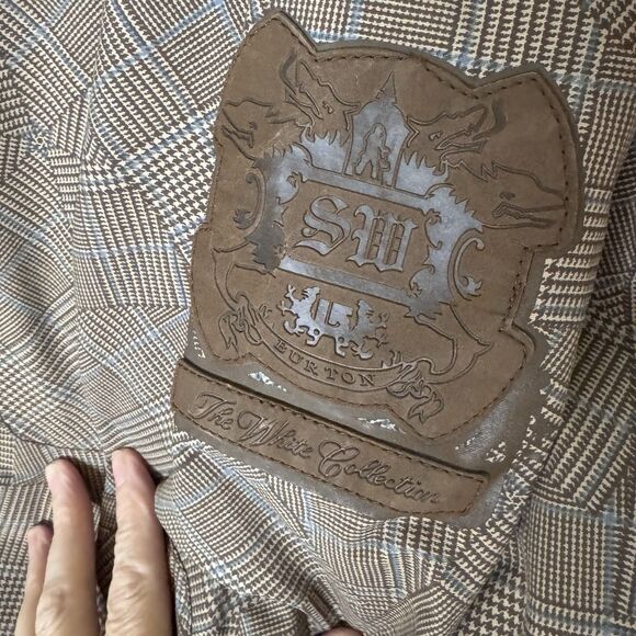 Burton The White Collection Snow Jacket Coat Plaid Brown L bv - Picture 8 of 12